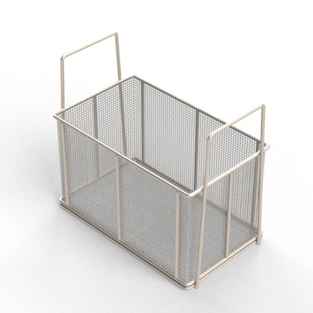 Anysizebasket Rectangular Wire Mesh Basket: 10Lx6Wx6H, 304 SS, 3/16 Rod Frame, Stacking Handles, Mesh: 4 x .063 TMT-100060060-A04S